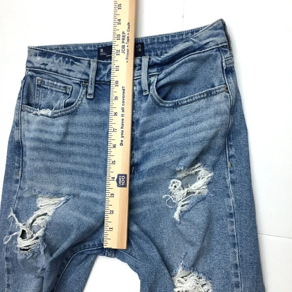 Hollister Women's Jeans High Rise Crop Distressed Button Fly size 25 length 27